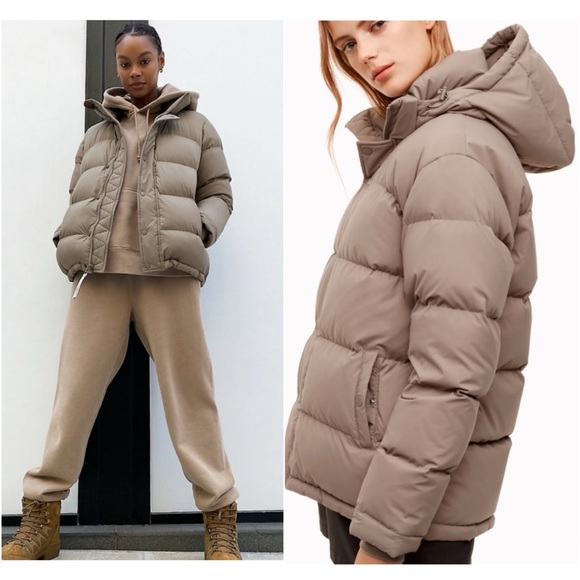 Aritzia TNA The Super Puff Down Jacket Size S Modern Taupe - Picture 1 of 16
